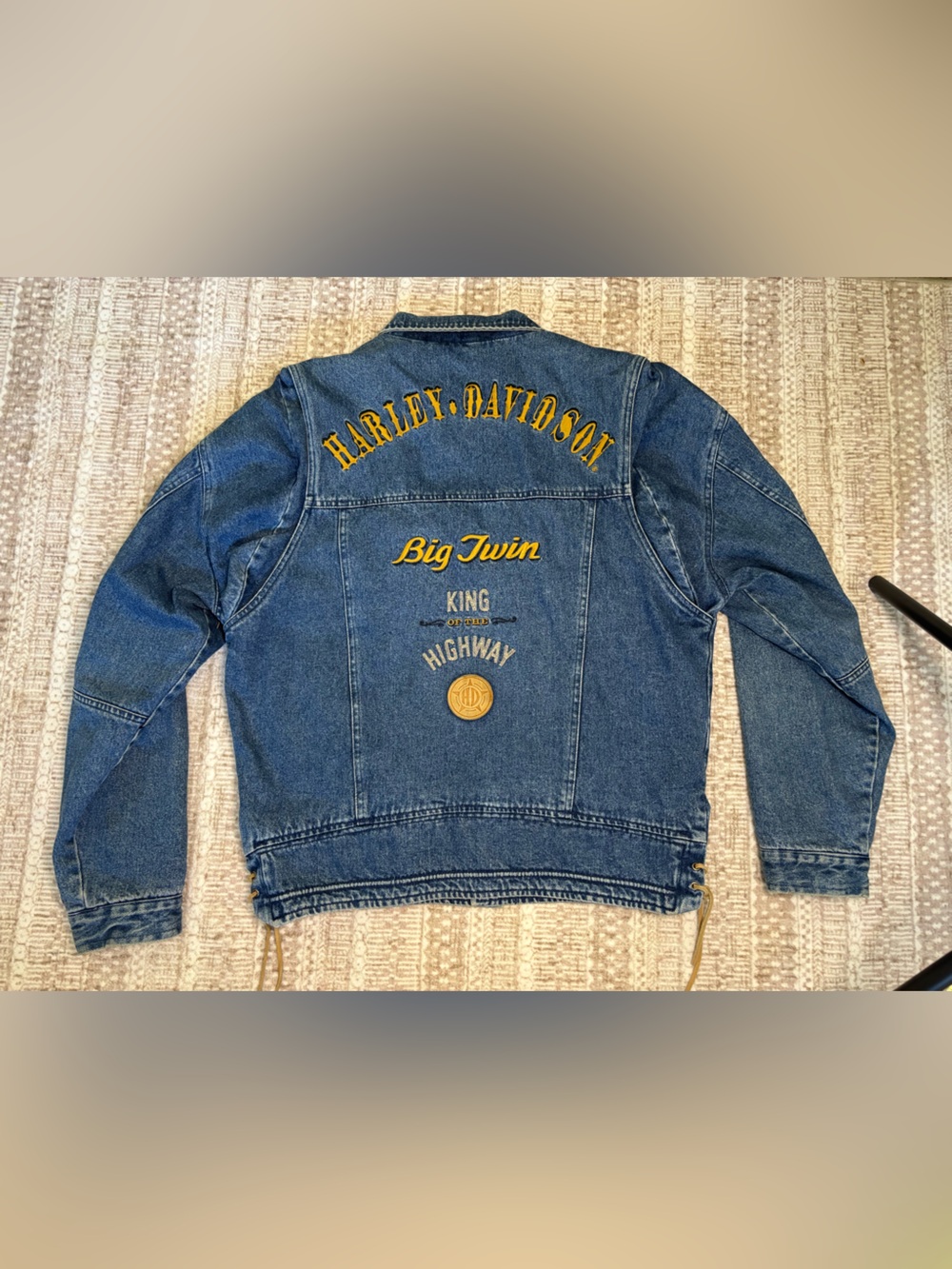 1990s Vintage Harley Davidson Motorcycle Jean Jacket Size L - Picture 8 of 13
